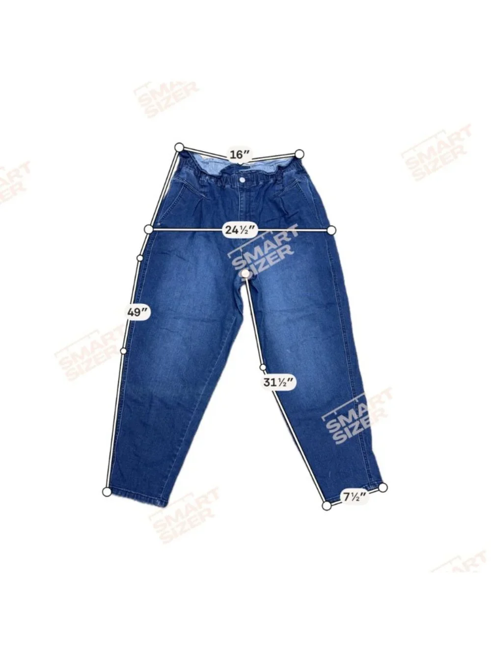 Vintage America Womens Paperbag Waist Denim Pants Size 16 Regular Blue Cotton